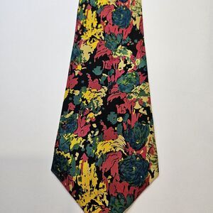 Moda Mario Tie Vintage Floral Abstract Italy Ft Lauderdale Red Blue Yellow Black